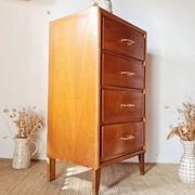 Vintage 1950s wooden chest of drawers – 4 drawers – tapered legs