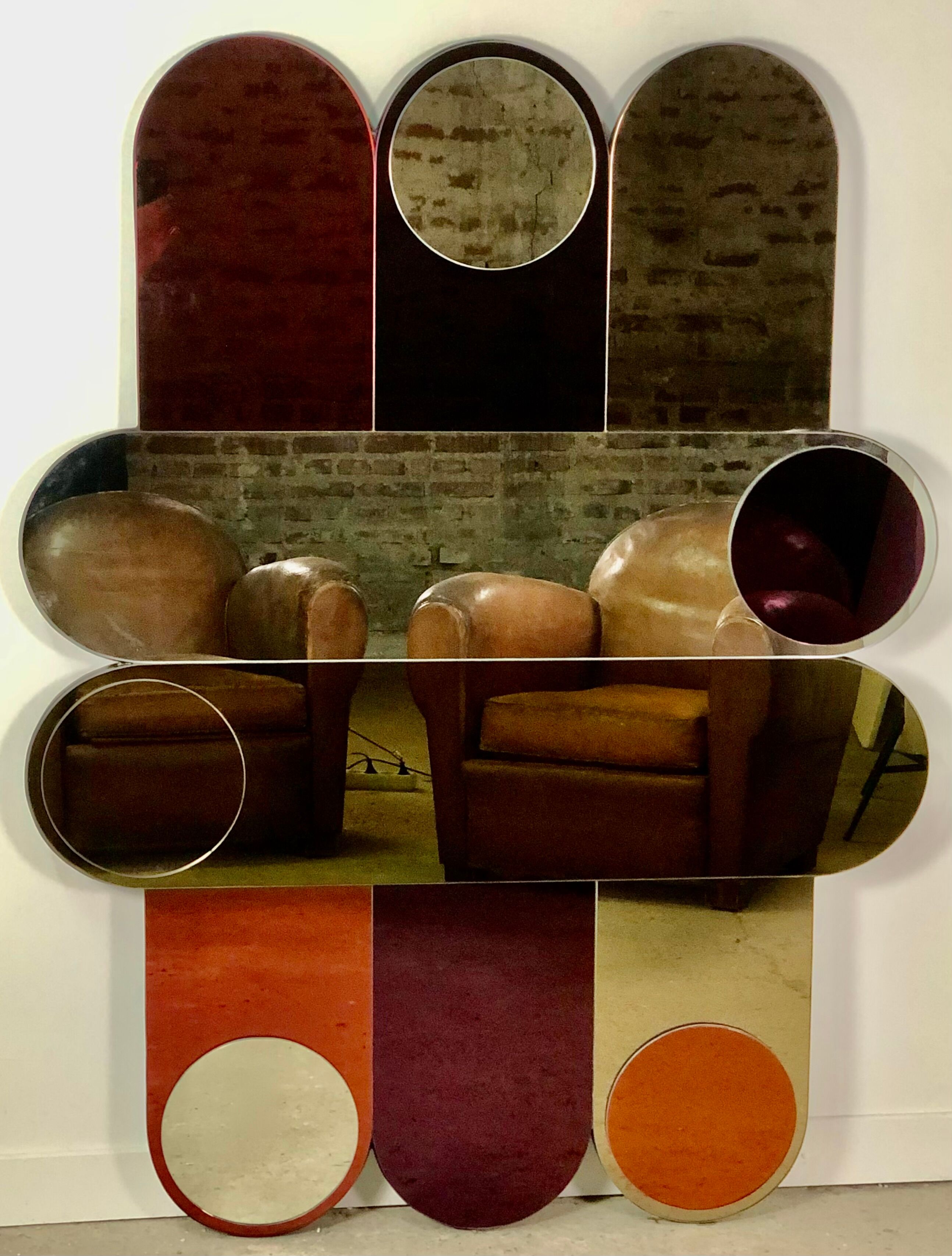 Miroir style 70'S en verre miroir fumé coloré