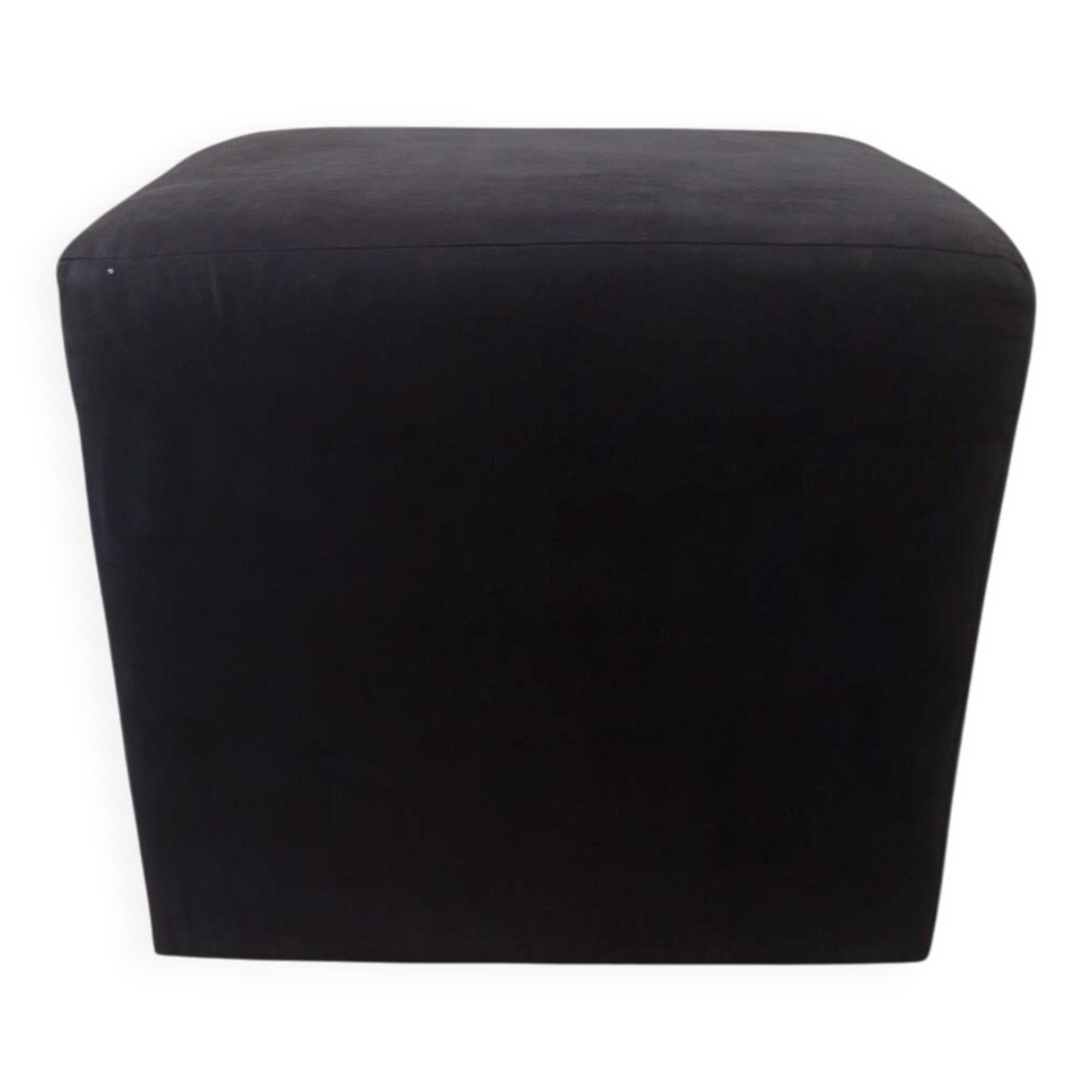 Minimalist square pouffe in black suede