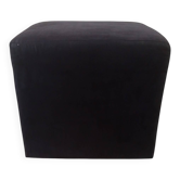Pouf carré minimaliste en suédine noire