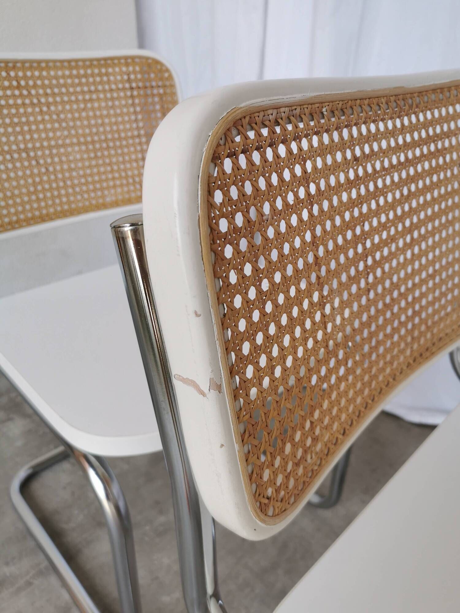 Set of 2 Vintage Cesca Chairs: Marcel Breuer Chrome & Cane, 1970s Mid-Centu
