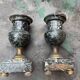 Paire de vases en marbre vert