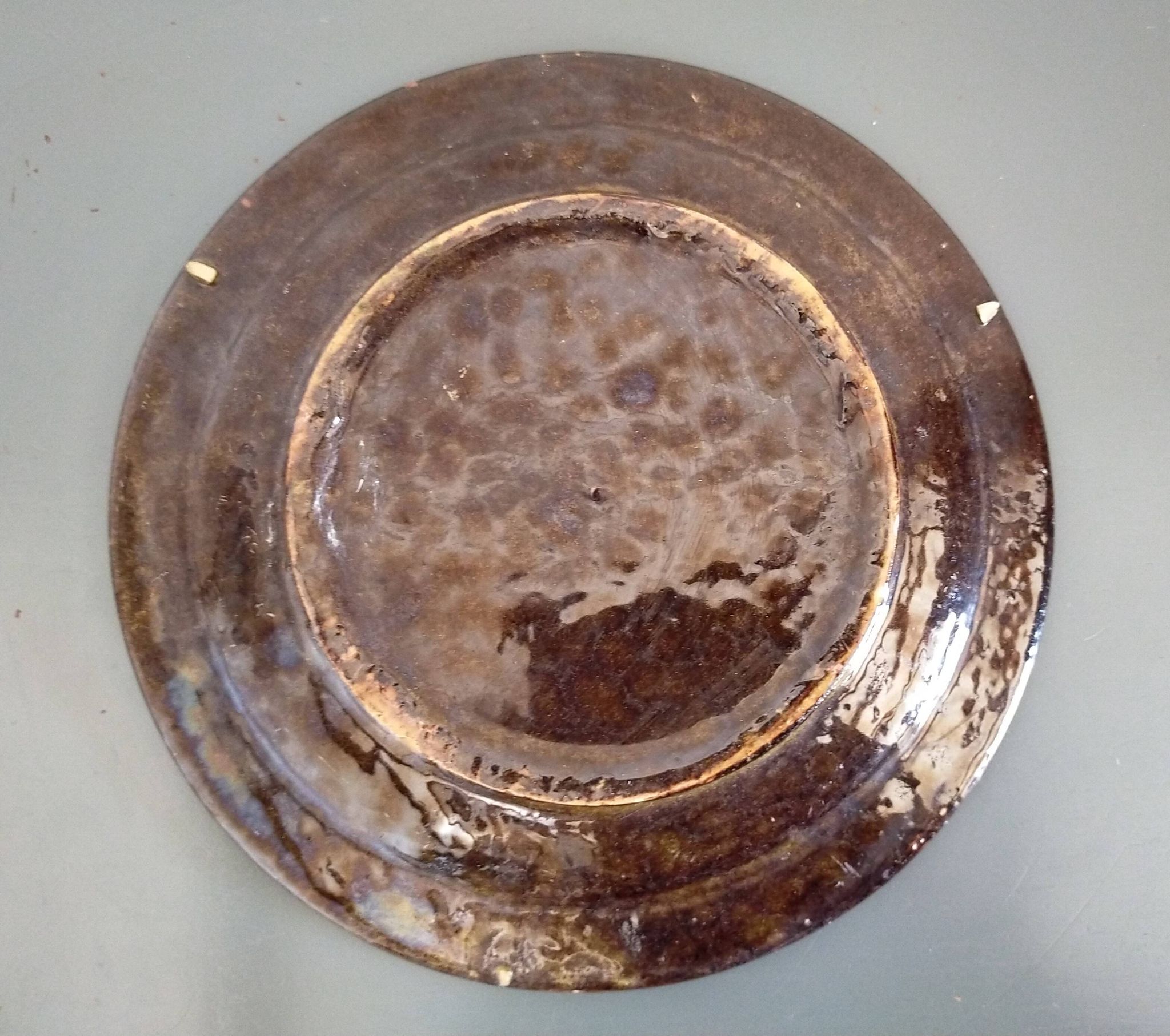 Vintage Dauphiné glazed terracotta dish Portrait of a woman