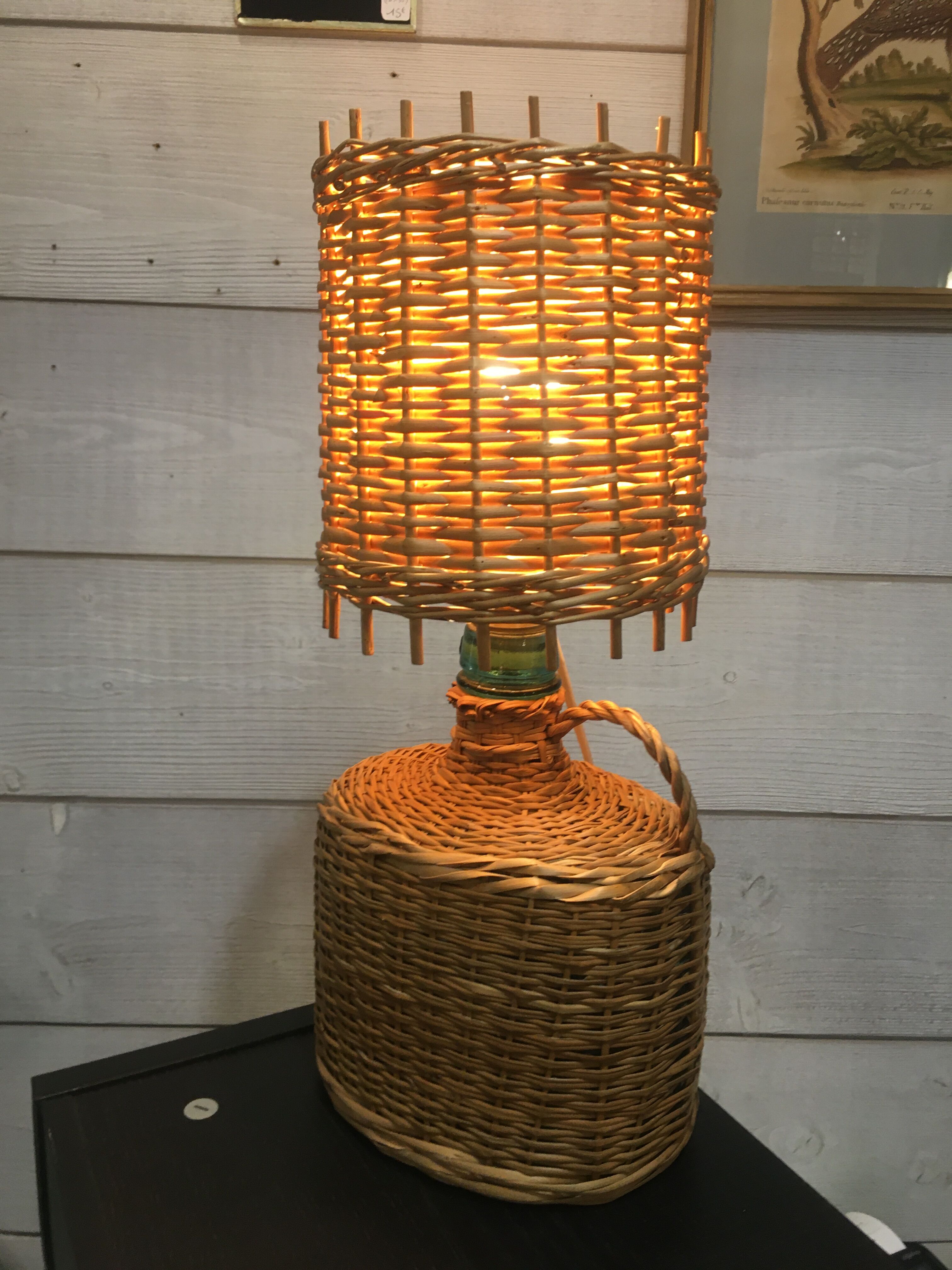 Rattan bottle lamp