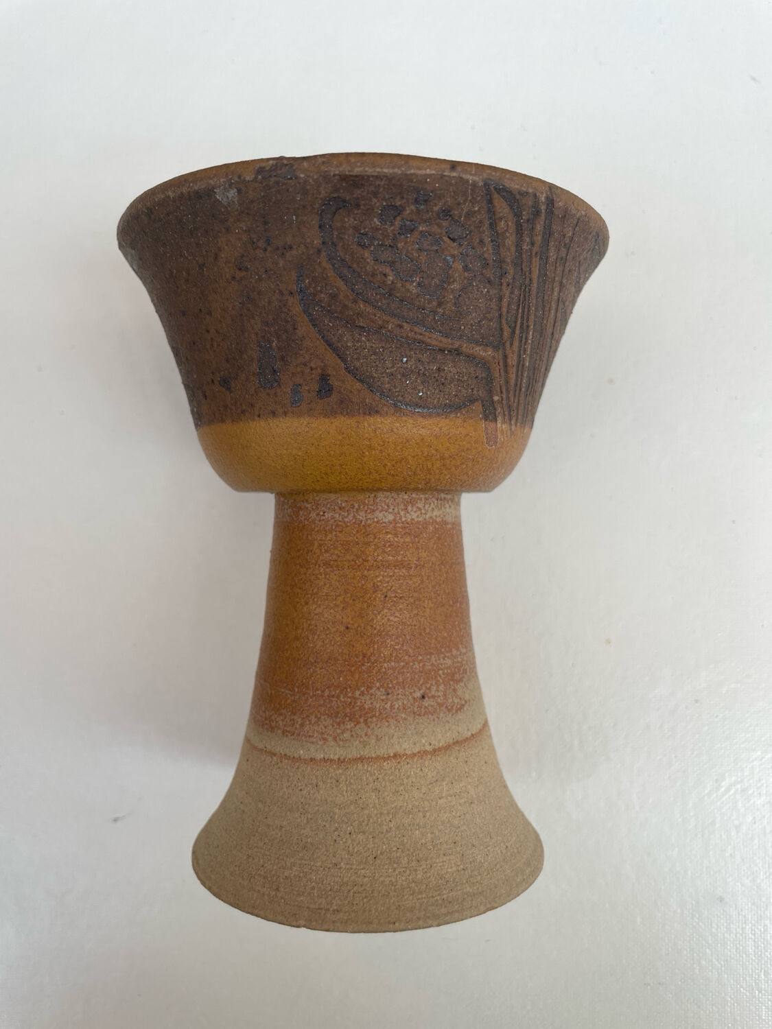 Vintage Scandinavian stoneware chalice cup, Höganäs style, 1960s.