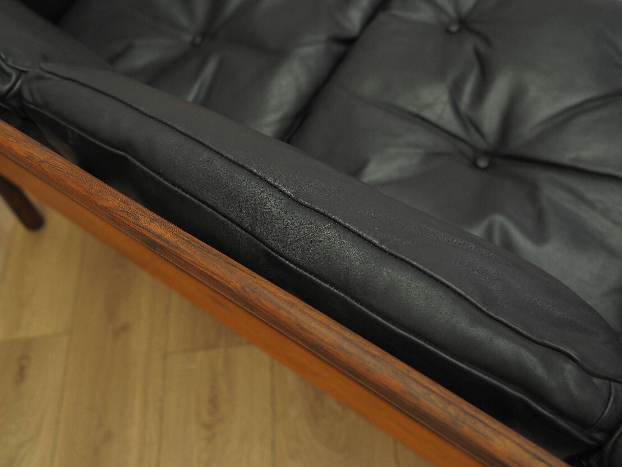 Rosewood sofa Gunnar Myrstrand for Källemo, black leather, 1960s