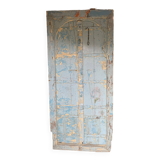 Blue patinated indian door with carved frame