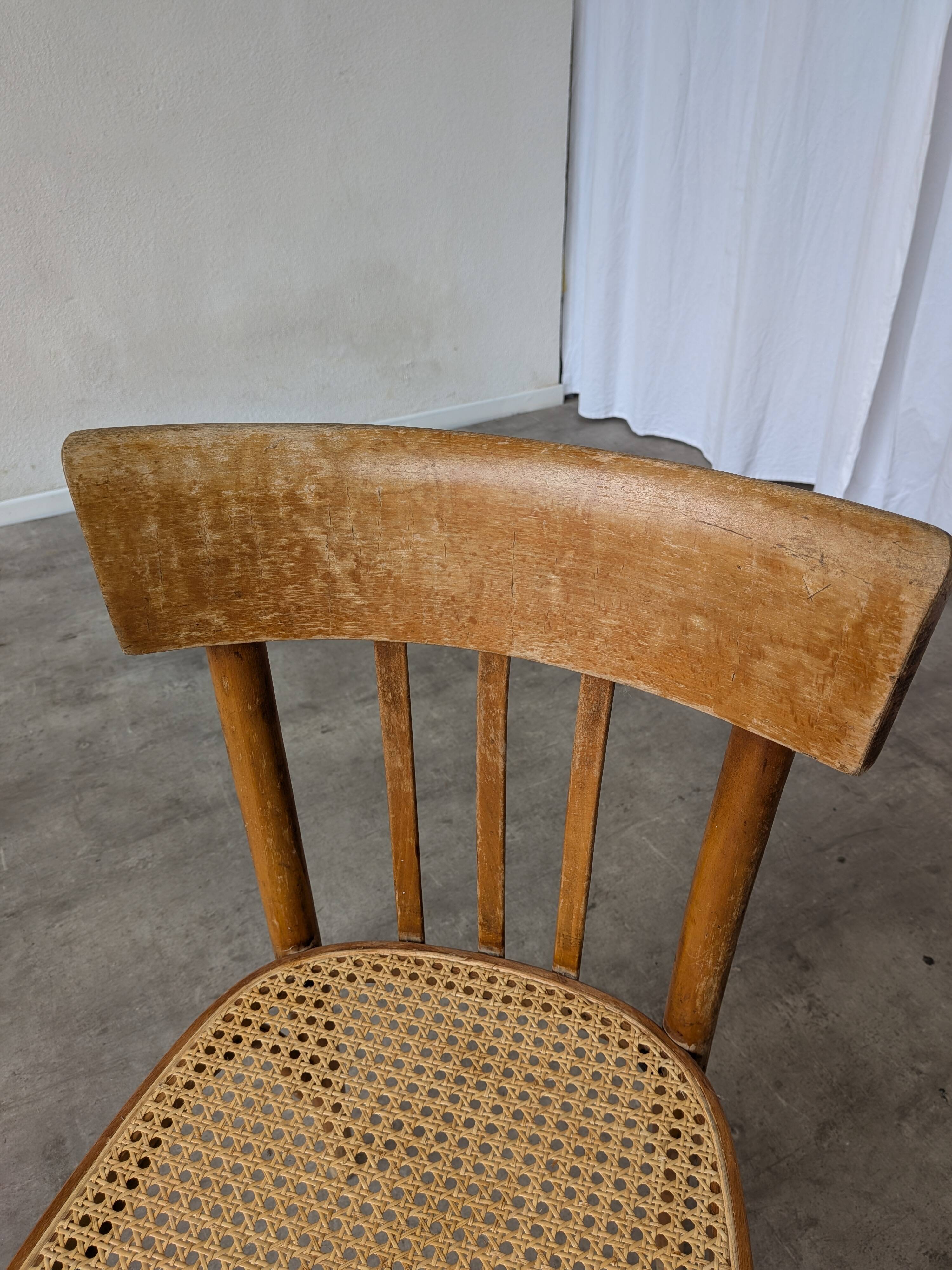 Vintage Cane Seat Dining Chair: 1970s Yugoslavia, Boho Interior