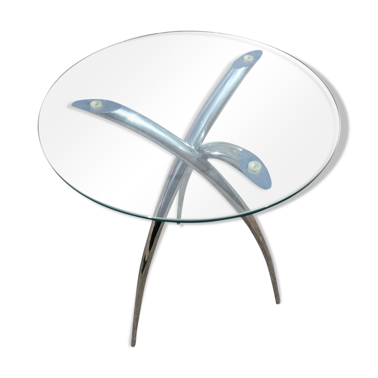 Side table, chrome glass tablet 1980s
