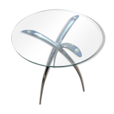 Side table, chrome glass tablet 1980s