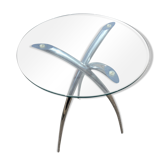Side table, chrome glass tablet 1980s