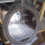 Napoleon iii period oval medal mirror, louis xv style, beveled glass