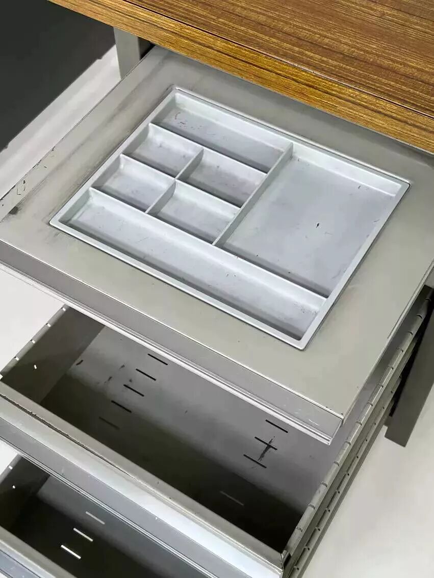 1950s industrial desk in metal and wood Remington Rand Fran