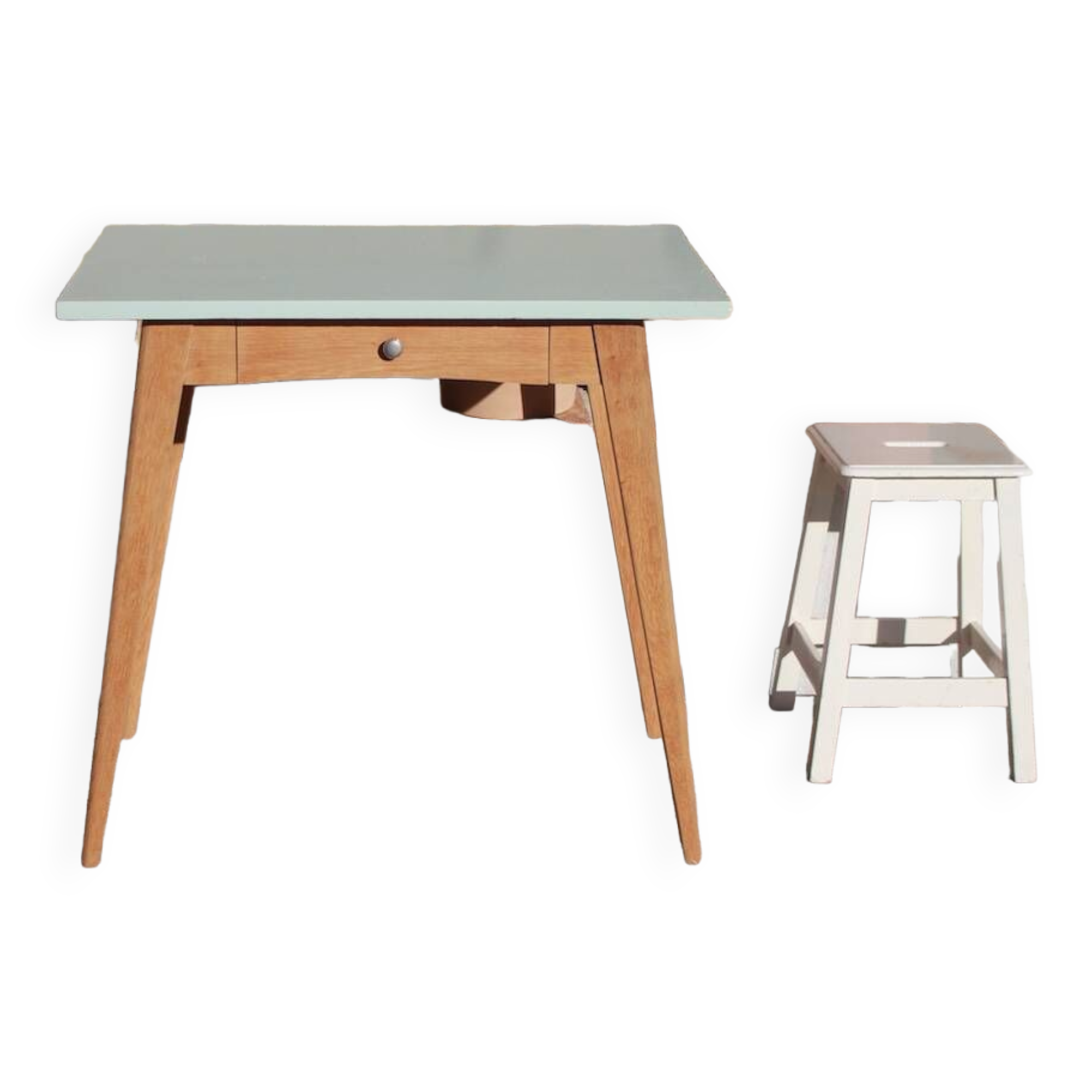 Vintage desk table with compass legs