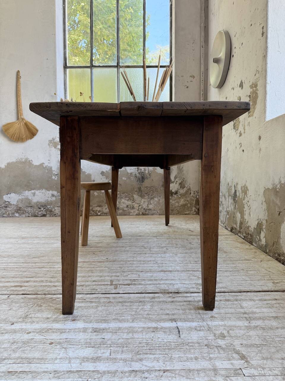 1950s oak farmhouse table with spindle legs