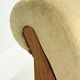 Vintage mid-century beige armchair with wooden frame and ottoman