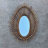 Almond rattan mirror from the 1960s