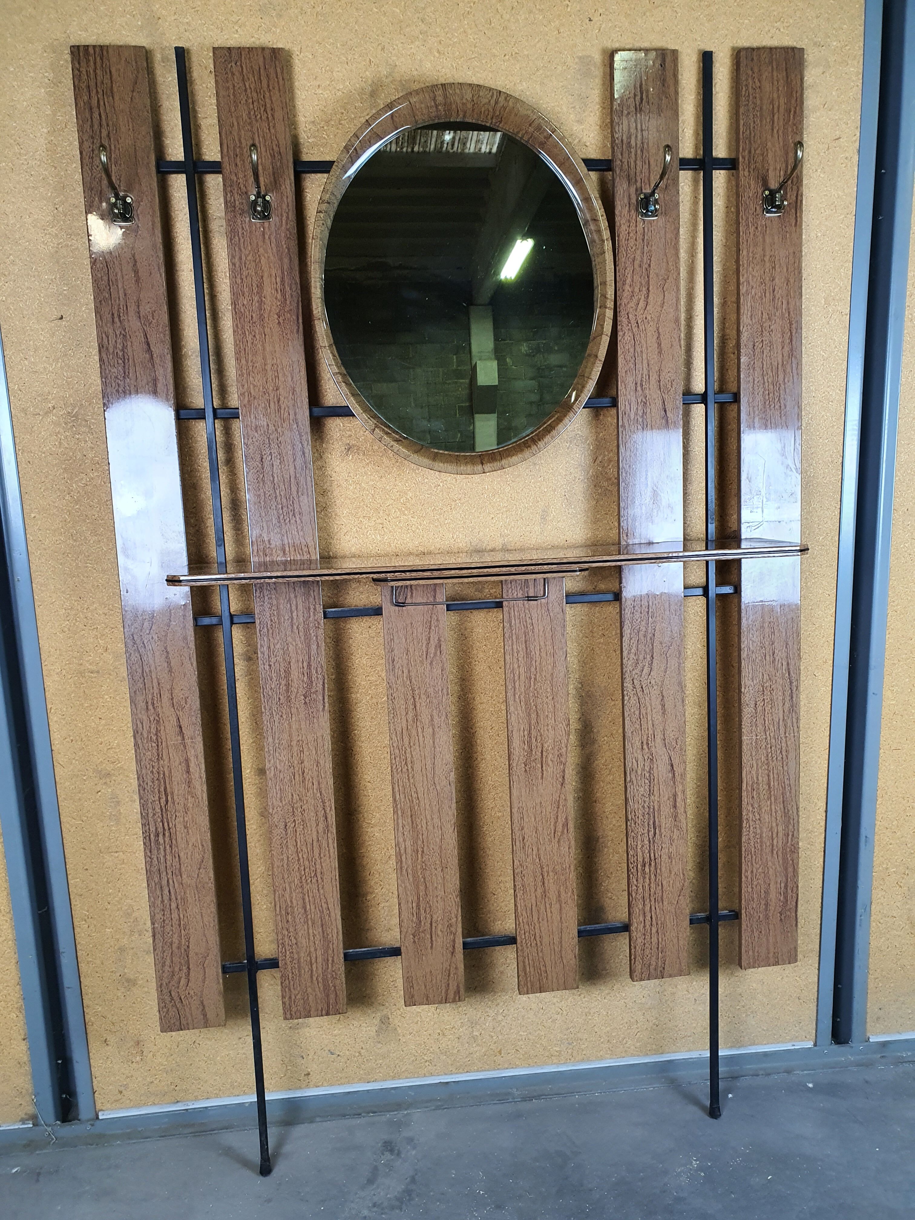 Wall coat hanger with mirror, 50s