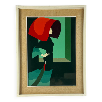 Amleto Dalla Costa, original serigraph framed, Milan Italy 1980s