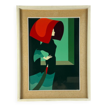Amleto Dalla Costa, original serigraph framed, Milan Italy 1980s