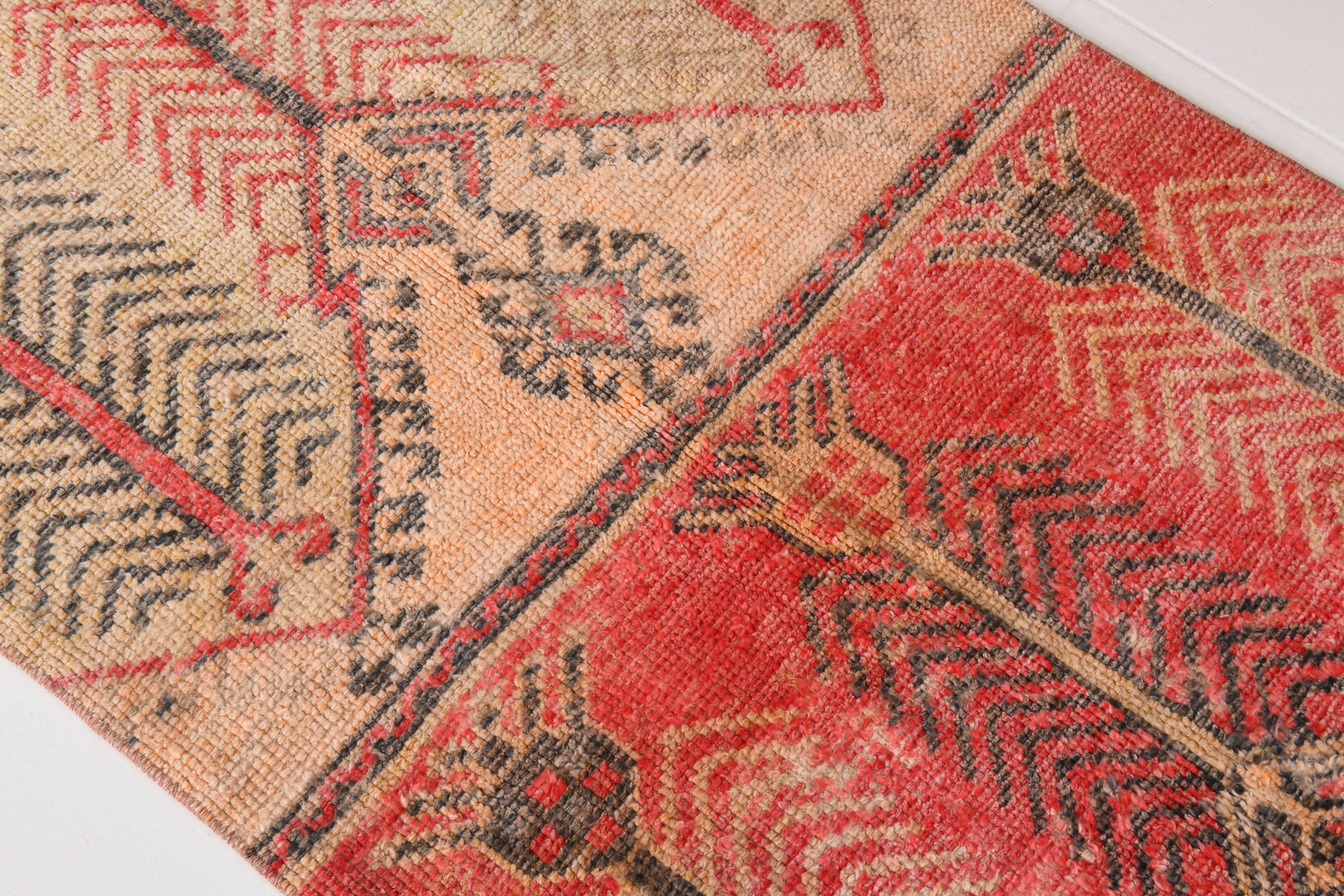 Pale Red & Peach Vintage Runner Rug, 80x301Cm