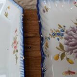 Set of 2 old square Charolles plates with flower pattern