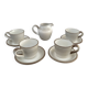 Set of 4 cups and saucers + milk jug - Stoneware - Salins-France - 70s