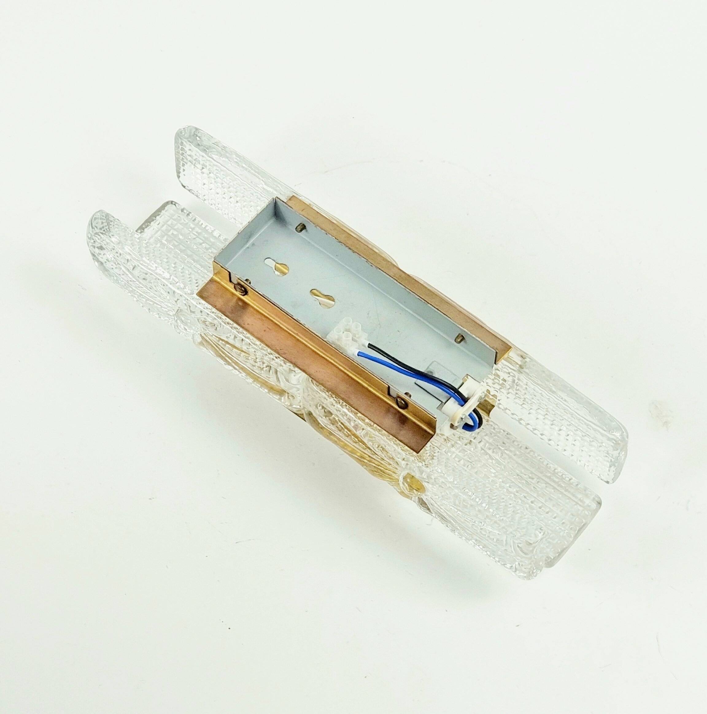 Danish Mid-Century Glass & Brass Aladdin Wall Light from Vitrika, 1960s/70s