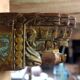 Piece of recycled teak Indian door (corner of the door frame) transformed into a candle holder