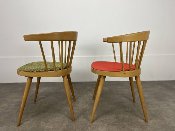 Paire de fauteuils de bureau à barreaux Baumann 740, années 60