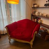 Red velvet sofa