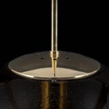 Large smoked glass ball pendant by Limburg with brass, Germany, 1970s.