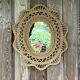 Large braided rattan mirror 1960