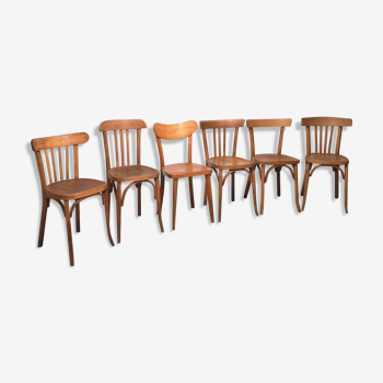 Series of 6 mismatched Baumann bistro chairs