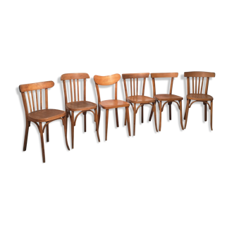 Series of 6 mismatched Baumann bistro chairs