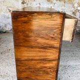 Art Deco chest of drawers in flambé walnut veneer circa 30's/ 40's