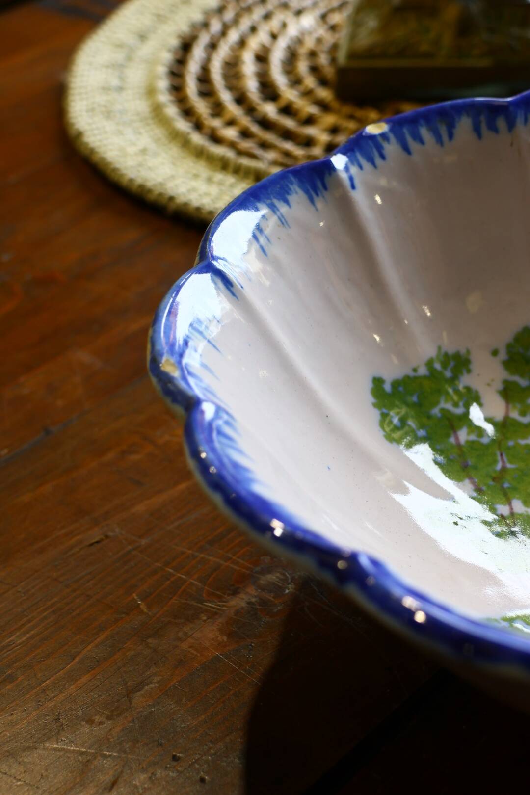 Old earthenware salad bowl
