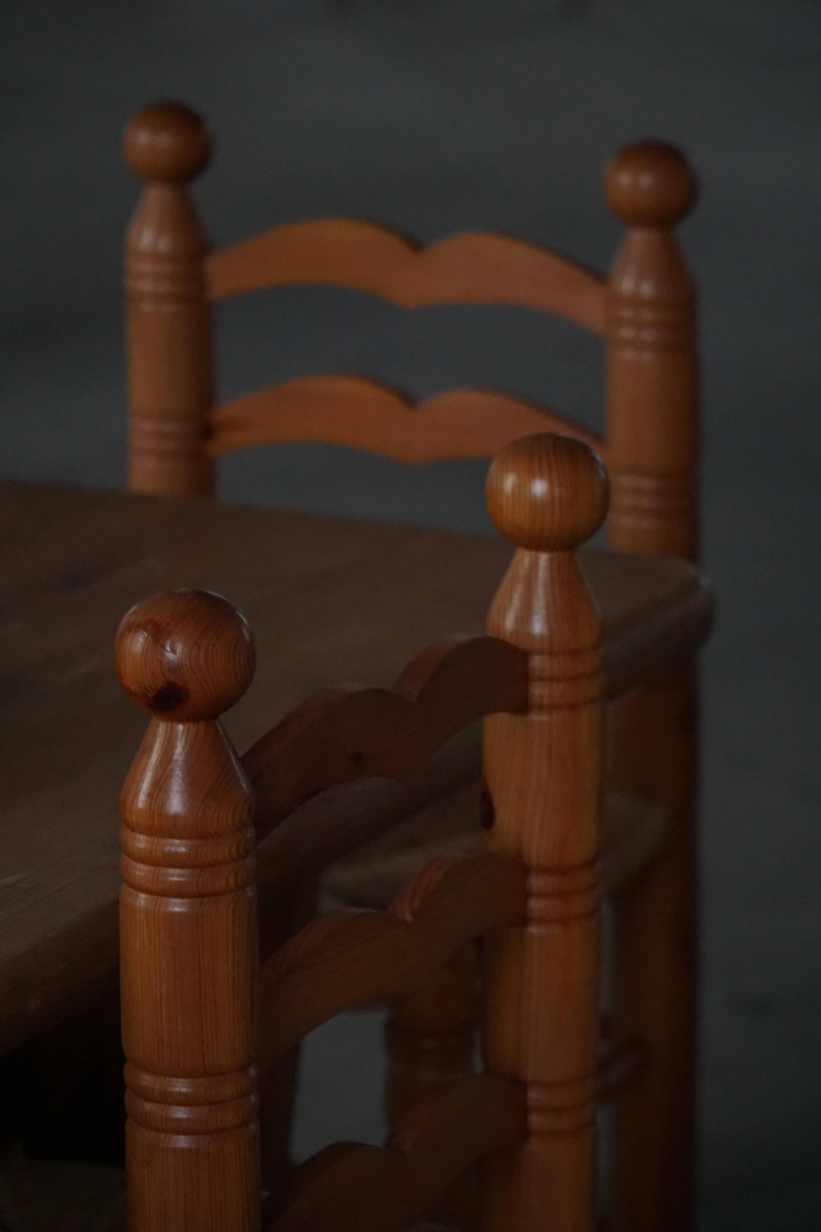 Set of 6 modern French brutalist chairs, in the style of Charles Dudouyt, made in the 1960s.