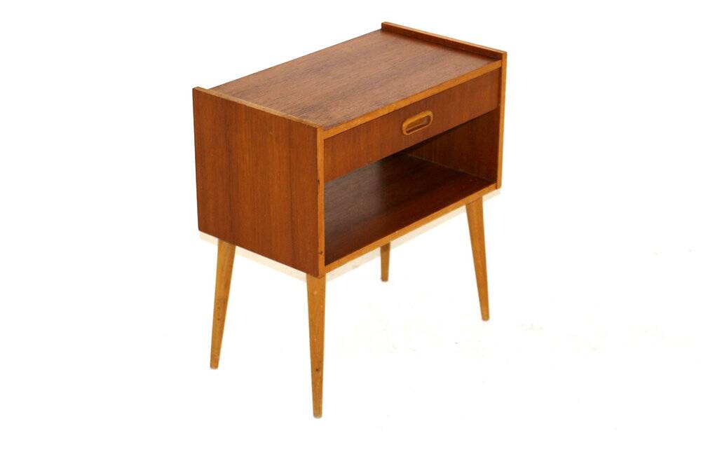 Scandinavian bedside table in teak and oak, Sweden, 1960.