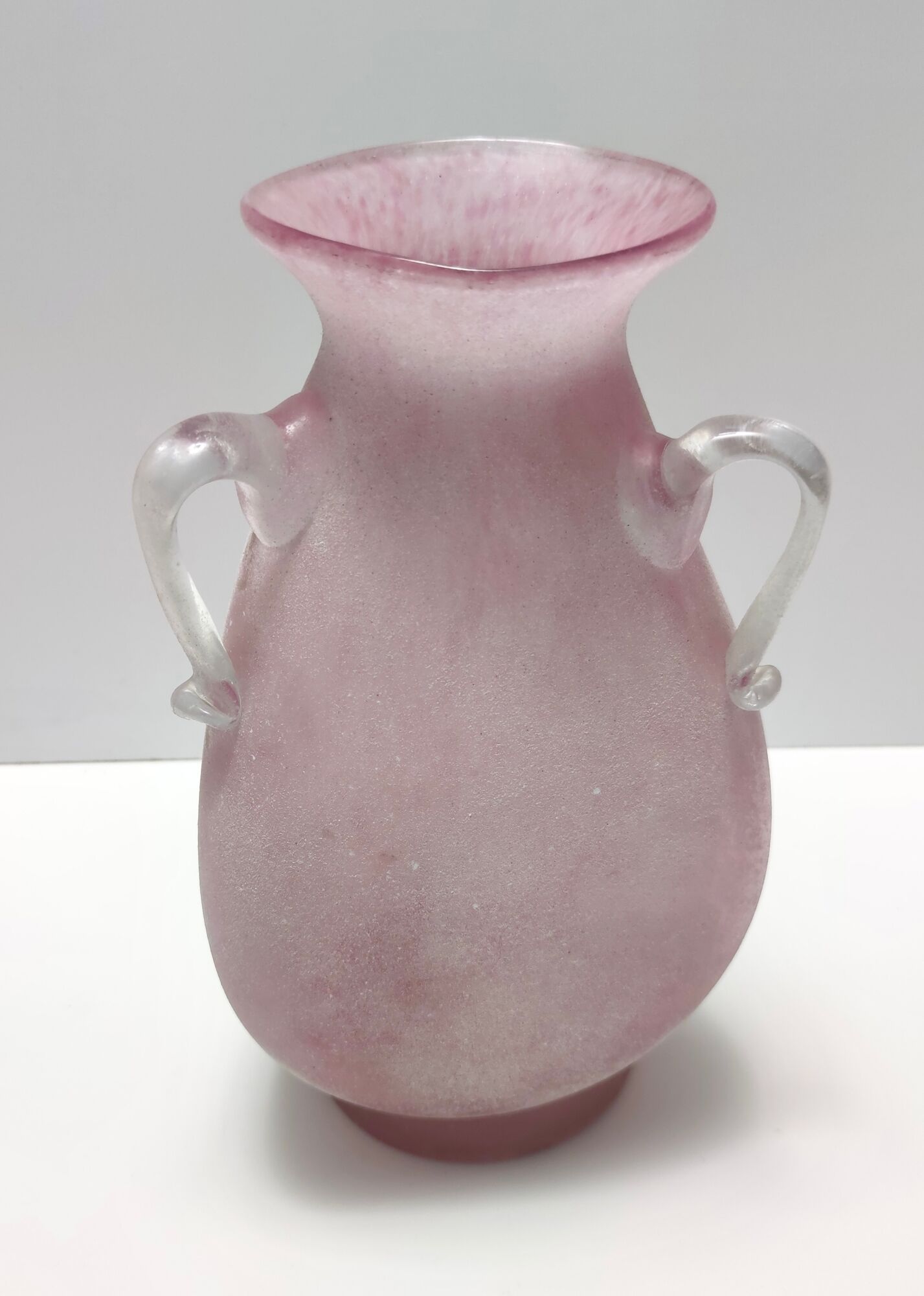 Postmodern pink scavo glass vase