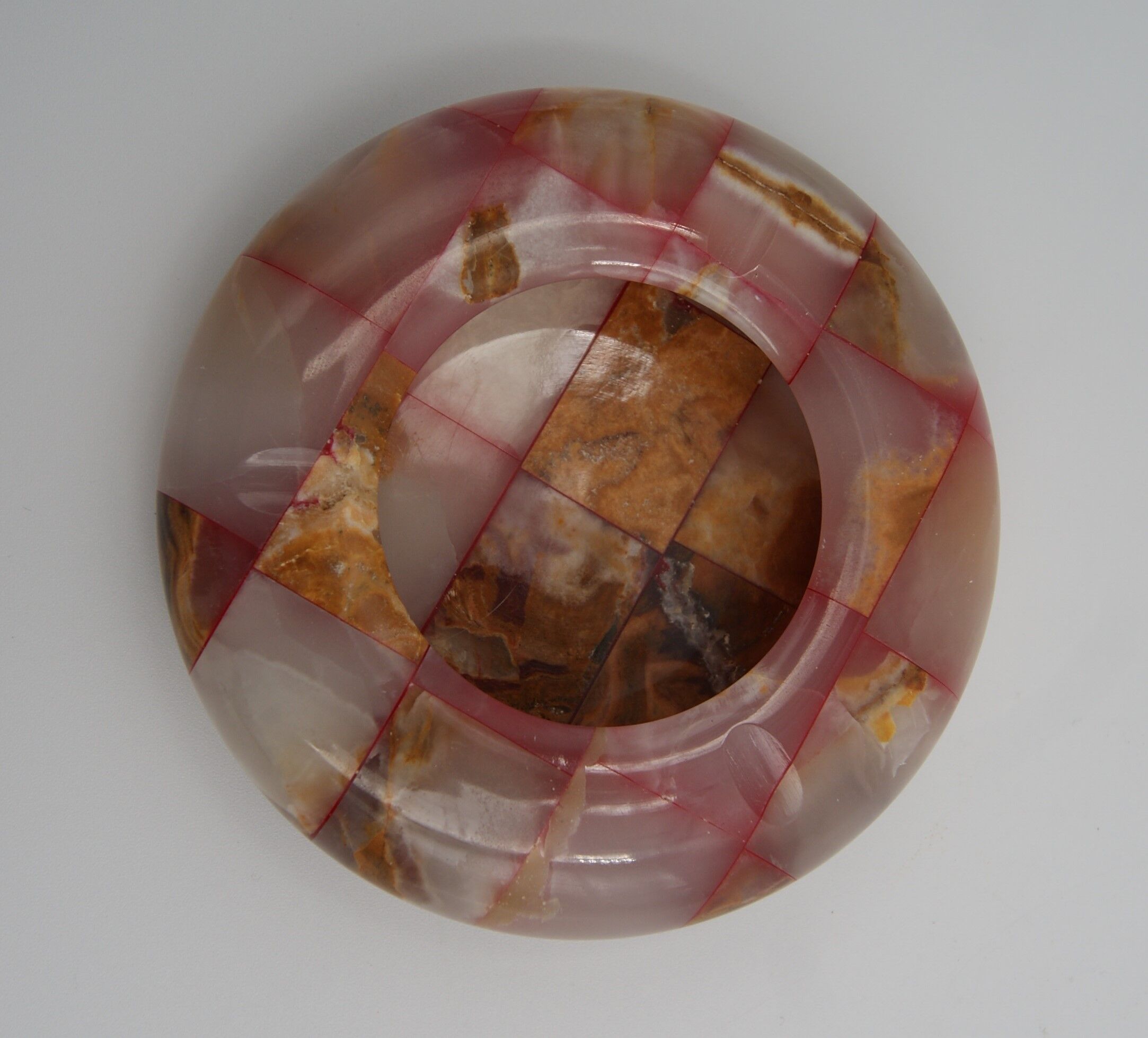 vintage onyx checkerboard round ashtray