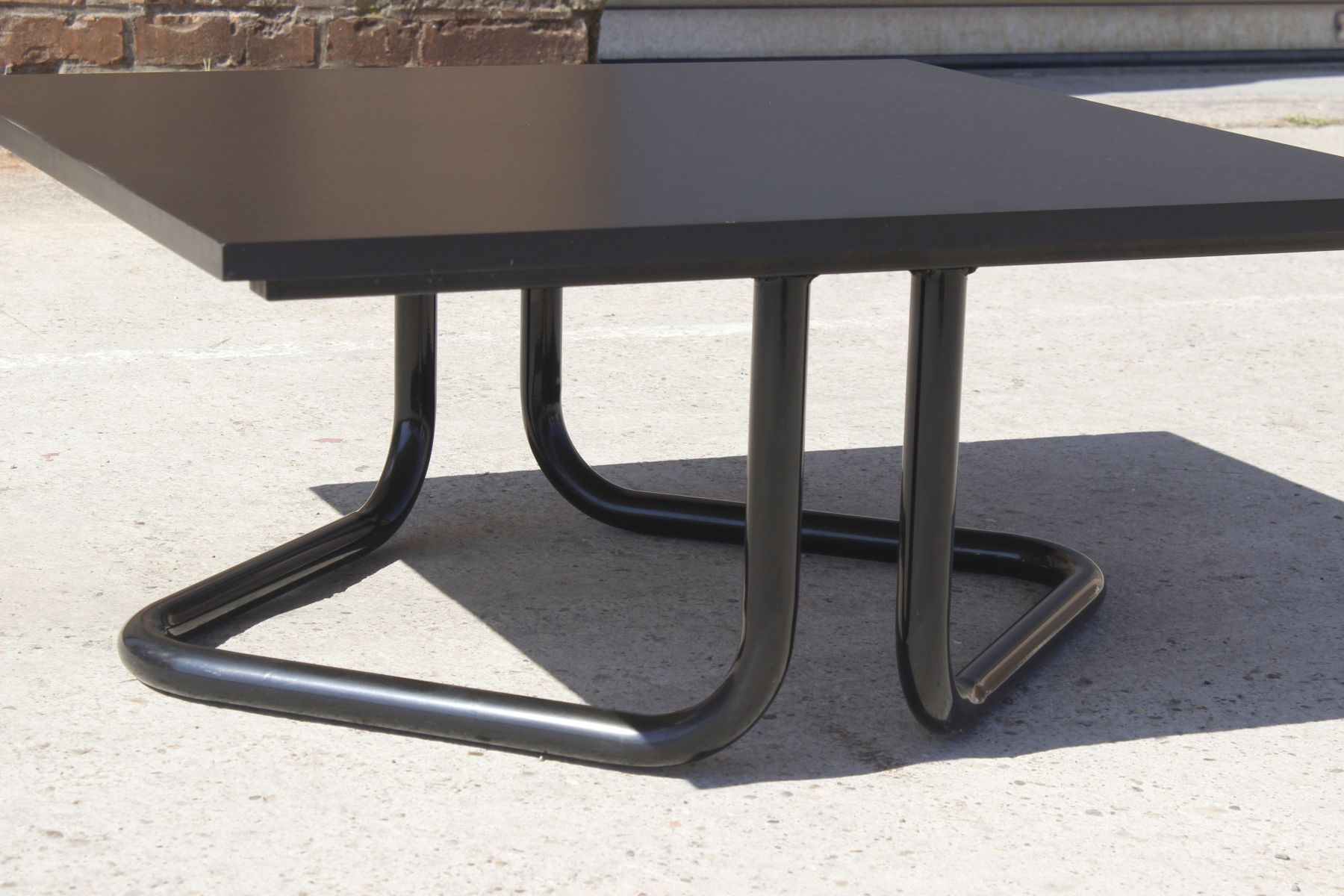 Vintage coffee table in steel and black melamine by Airborne, france, 1990s