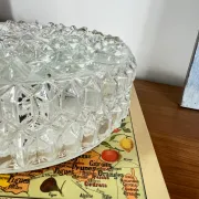 Vintage round wall light ceiling fixture transparent glass 1970s 1980s