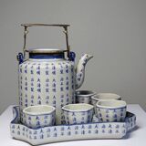 Chinese Qing style porcelain tea set calligraphy "Epitaph" vintage