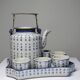 Chinese Qing style porcelain tea set calligraphy "Epitaph" vintage