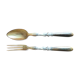 Service cutlery in horn, silver metal and wood in their box