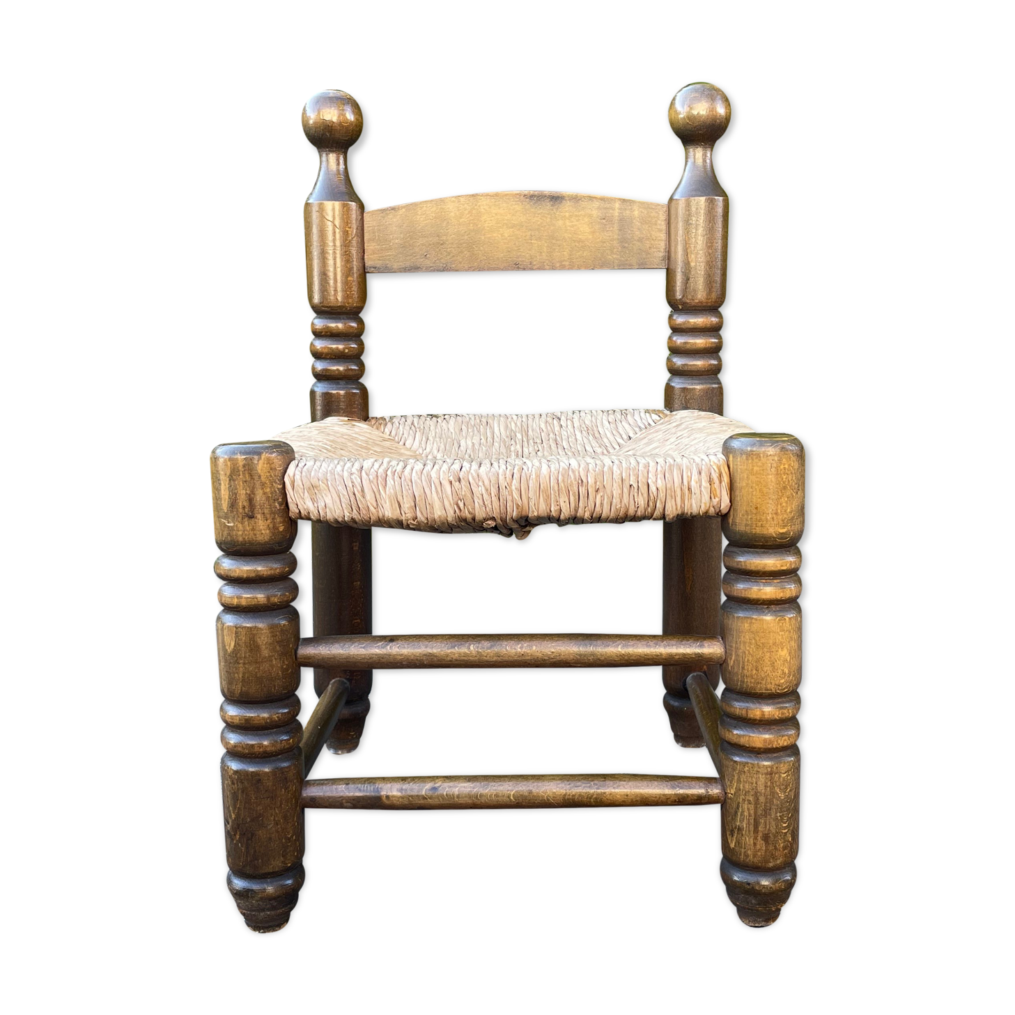 Small wooden and straw chair
