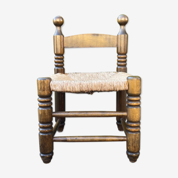 Petite chaise en bois et paille