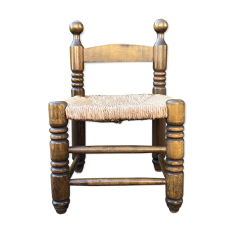 Small wooden and straw chair