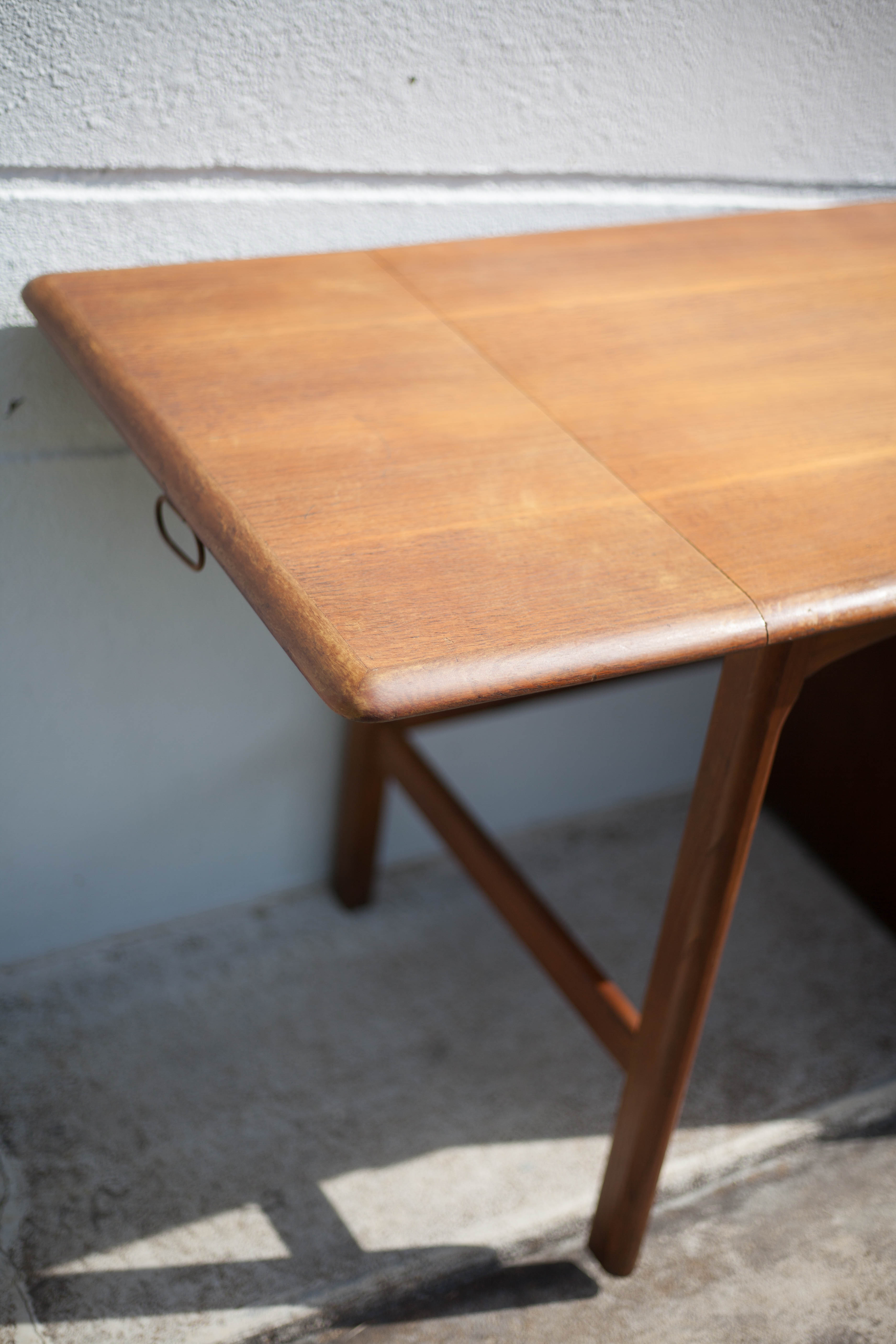 American wood desk, desk with drawers and folding extension, 50s